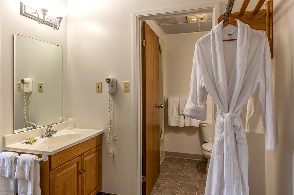 Bath robe hanging in a bathroom