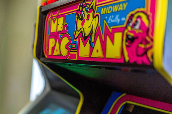 Close up of Ms Pac-man arcade cabinet